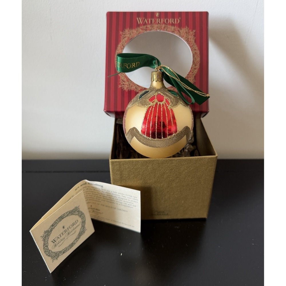 Waterford Holiday Heirlooms Winter Wonderland Peacock Gold Ball Limited Ornament